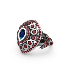 Lab safir ve garnet 8 ayar beyaz altın yüzük
