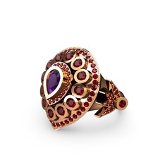 Ametist ve garnet 8 ayar rose altın yüzük