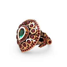 Yeşil kuvars ve garnet 14 ayar rose altın yüzük