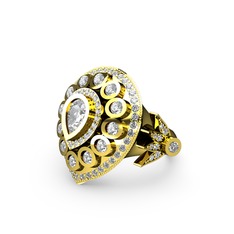 Beyaz zirkon ve swarovski 14 ayar altın yüzük