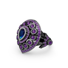 Mihrişah Elmas Yüzük - Lab safir ve ametist 925 ayar siyah rodyum kaplama gümüş yüzük #rjqrhr