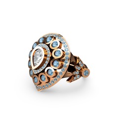 Mihrişah Elmas Yüzük - Swarovski ve akuamarin 18 ayar rose altın yüzük #tefw9e