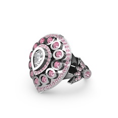 Mihrişah Elmas Yüzük - Swarovski ve pembe kuvars 8 ayar beyaz altın yüzük #uzv5ol