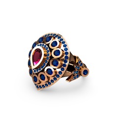 Mihrişah Elmas Yüzük - Rodolit garnet ve lab safir 18 ayar rose altın yüzük #x9nmm4