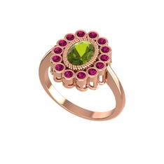 Rayiha Yüzük - Peridot ve rodolit garnet 925 ayar rose altın kaplama gümüş yüzük #101yc98