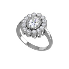 Rayiha Yüzük - Beyaz zirkon ve pırlanta 925 ayar gümüş yüzük (0.21 karat) #10prw0y