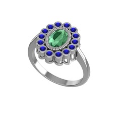 Rayiha Yüzük - Kök zümrüt ve lab safir 925 ayar gümüş yüzük #14mbzqc