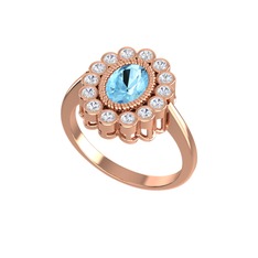 Rayiha Yüzük - Akuamarin ve swarovski 14 ayar rose altın yüzük #153e2d2