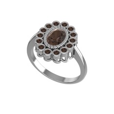 Rayiha Yüzük - Dumanlı kuvars 8 ayar beyaz altın yüzük #15i620w