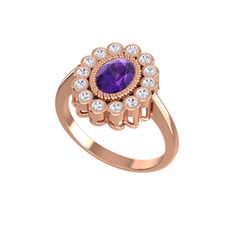 Rayiha Yüzük - Ametist ve swarovski 14 ayar rose altın yüzük #15u028h