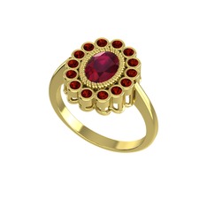 Kök yakut ve garnet 8 ayar altın yüzük