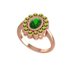 Rayiha Yüzük - Yeşil kuvars ve peridot 925 ayar rose altın kaplama gümüş yüzük #16twguz