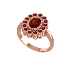 Garnet ve kök yakut 18 ayar rose altın yüzük