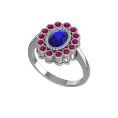 Lab safir ve rodolit garnet 925 ayar gümüş yüzük