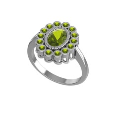 Rayiha Yüzük - Peridot 8 ayar beyaz altın yüzük #1at7aid