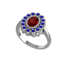 Rayiha Yüzük - Garnet ve lab safir 18 ayar beyaz altın yüzük #1bdduxg