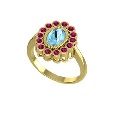 Rayiha Yüzük - Akuamarin ve rodolit garnet 8 ayar altın yüzük #1by36u6