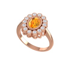 Sitrin ve swarovski 14 ayar rose altın yüzük