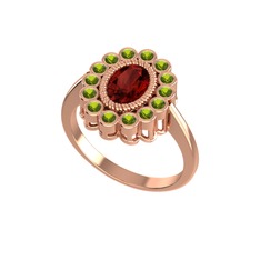 Garnet ve peridot 14 ayar rose altın yüzük