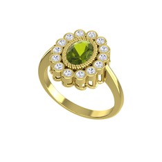 Peridot ve swarovski 14 ayar altın yüzük