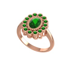 Rayiha Yüzük - Yeşil kuvars 925 ayar rose altın kaplama gümüş yüzük #1drel50