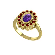 Rayiha Yüzük - Ametist ve garnet 8 ayar altın yüzük #1ojqqs9