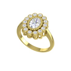 Rayiha Yüzük - Swarovski ve beyaz zirkon 925 ayar altın kaplama gümüş yüzük #1p7qo5p