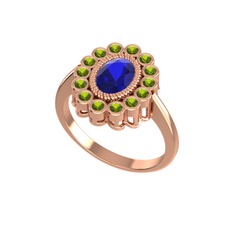 Lab safir ve peridot 18 ayar rose altın yüzük