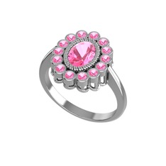 Rayiha Yüzük - Pembe kuvars 8 ayar beyaz altın yüzük #1suo3y4