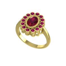Rayiha Yüzük - Kök yakut ve rodolit garnet 18 ayar altın yüzük #1tlxbs7