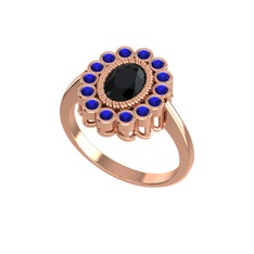 Rayiha Yüzük - Siyah zirkon ve lab safir 18 ayar rose altın yüzük #1to88xb