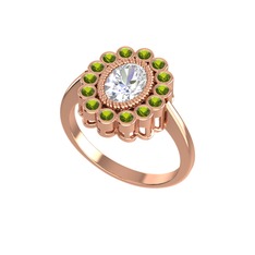 Swarovski ve peridot 8 ayar rose altın yüzük