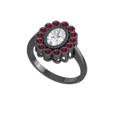 Rayiha Yüzük - Swarovski ve kök yakut 925 ayar siyah rodyum kaplama gümüş yüzük #34wjrf