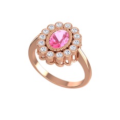 Rayiha Yüzük - Pembe kuvars ve swarovski 925 ayar rose altın kaplama gümüş yüzük #4ji2rf