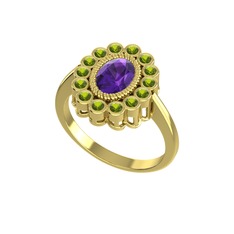 Ametist ve peridot 8 ayar altın yüzük