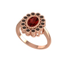 Garnet ve dumanlı kuvars 8 ayar rose altın yüzük