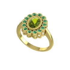 Rayiha Yüzük - Peridot ve kök zümrüt 8 ayar altın yüzük #9wys8f