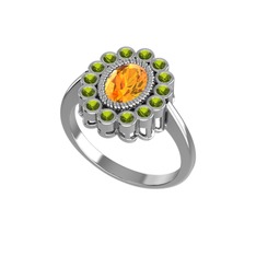 Sitrin ve peridot 925 ayar gümüş yüzük