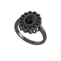 Rayiha Yüzük - Siyah zirkon 925 ayar siyah rodyum kaplama gümüş yüzük #cizqq3