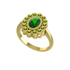 Yeşil kuvars ve peridot 14 ayar altın yüzük