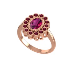 Rayiha Yüzük - Rodolit garnet ve kök yakut 18 ayar rose altın yüzük #ik2h1m