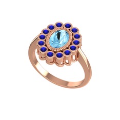 Rayiha Yüzük - Akuamarin ve lab safir 14 ayar rose altın yüzük #j2if0o