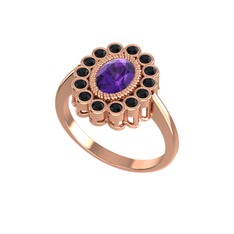Rayiha Yüzük - Ametist ve siyah zirkon 8 ayar rose altın yüzük #jhamf4