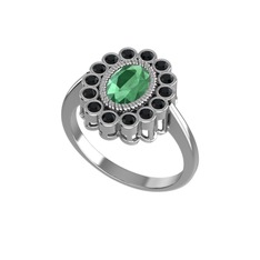 Rayiha Yüzük - Kök zümrüt ve siyah zirkon 925 ayar gümüş yüzük #kblt6s