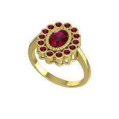 Rayiha Yüzük - Kök yakut 925 ayar altın kaplama gümüş yüzük #l6bn3y