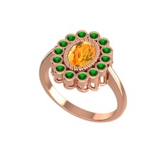 Rayiha Yüzük - Sitrin ve yeşil kuvars 18 ayar rose altın yüzük #n4qv06