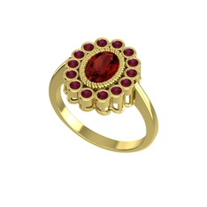 Rayiha Yüzük - Garnet ve kök yakut 8 ayar altın yüzük #obbu4b