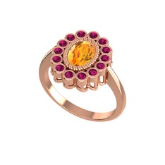Rayiha Yüzük - Sitrin ve rodolit garnet 18 ayar rose altın yüzük #ov73wn