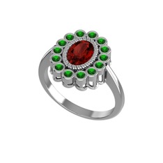 Garnet ve yeşil kuvars 925 ayar gümüş yüzük