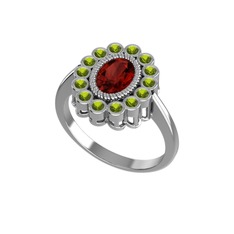 Rayiha Yüzük - Garnet ve peridot 8 ayar beyaz altın yüzük #s43rd5